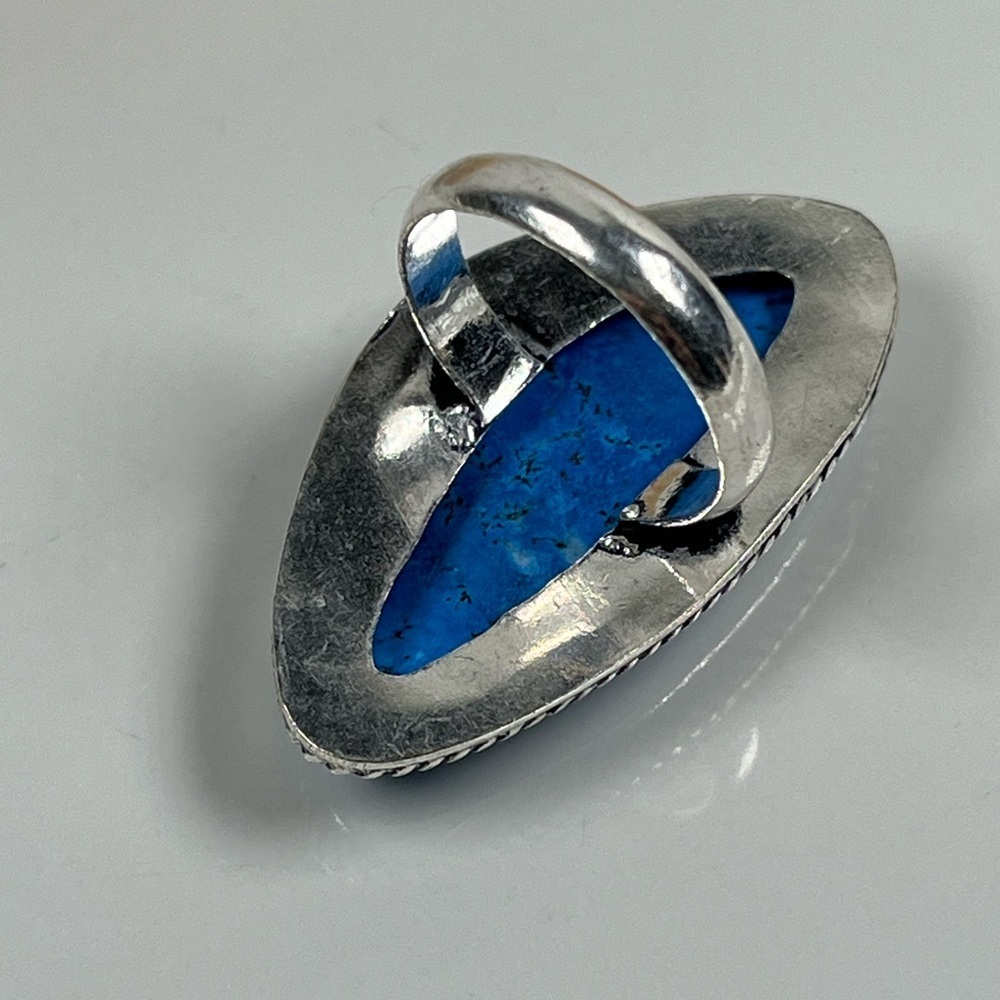 925 Sterling Silver Overlay Color Enhanced Dendritic Jasper Ring Size 6.75 - Picture 4 of 9